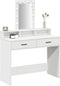 vidaXL - Kaptafel - met - LED - Verlichting - - - Wit - 100x41x140 - cm