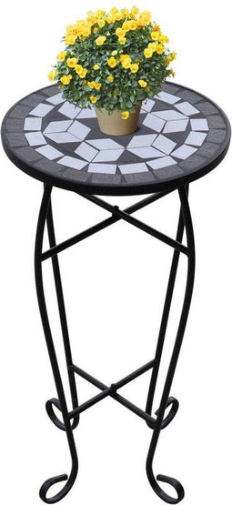 vidaXL - Bijzeltafel - mozaïek - zwart - en - wit