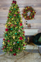 Bayberry kunstkerstboom smal - 228 cm - groen - Ø 109 cm - 1.268 tips - metalen voet