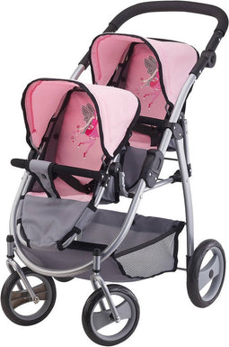 Bayer Poppenwagen Twins grijs en roze 26508AA