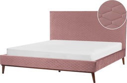 BAYONNE - Tweepersoonsbed - Roze - 180 x 200 cm - Fluweel