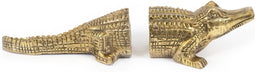 Bazar Bizar - Boekensteunen - Krokodil - The Crocodile - Goudkleur - Messing - 40 x 15 x 9 cm