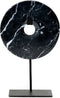 Bazar Bizar - Marmeren Schijf op Standaard - Zwart - L - Statue - Woondecoratie - Marble Disc On Stand