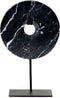 Bazar Bizar - Marmeren Schijf op Standaard - Zwart - L - Statue - Woondecoratie - Marble Disc On Stand
