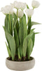 J-Line Tulpen In Pot Cement Grijs Plastiek Wit/Groen