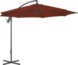 vidaXL - Zweefparasol - met - stalen - paal - 300 - cm - terracottakleurig