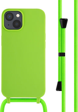 iMoshion Hoesje Geschikt voor iPhone 14 Hoesje Met Koord - iMoshion Siliconen hoesje met koord - Groen