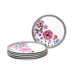 Melli Mello - Nora - Ontbijtborden Set 6 stuks - Ø 20cm - Porselein - Bloemen - Polkadot - Geschikt voor 6 Personen