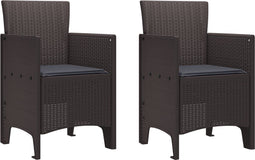 vidaXL - Tuinmeubels - met - Kussens - 2 - stuks - Bruine - Poly - Rattan