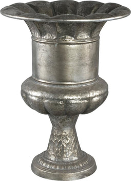 PTMD Benja zilverkleurige antiek metalen medicijnpot maat in cm: 48 x 48 x 61 - grijs en zilver