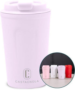 Castagnola Thermosbeker - Koffiebeker To Go - 380 ML RVS Lichtpaars