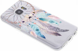 Hoesje Geschikt voor Samsung Galaxy S7 Hoesje Siliconen - Design Backcover siliconen - Transparant / Meerkleurig / Dream Catcher Feathers