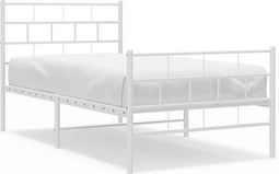 vidaXL - Bedframe - met - hoofd- - en - voeteneinde - metaal - wit - 100x190 - cm