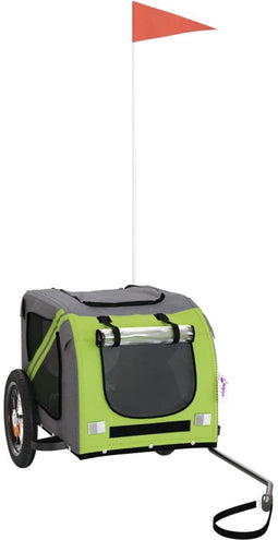 vidaXL - Hondenfietstrailer - oxford - stof - en - ijzer - groen - en - grijs