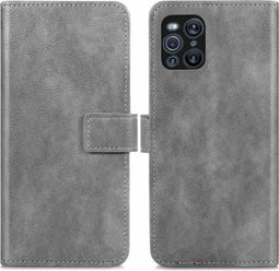 iMoshion Hoesje Geschikt voor Oppo Find X3 Pro 5G Hoesje Met Pasjeshouder - iMoshion Luxe Bookcase - Grijs