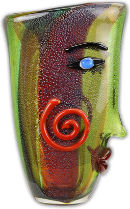 MURANO STIJL ABSTRACTE GLAZEN VAAS MET GEZICHT
