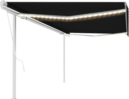 vidaXL - Luifel - automatisch - met - LED - en - windsensor - 5x3 - m - antracietkleurig