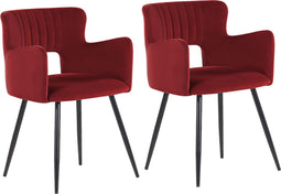 SANILAC - Eetkamerstoel set van 2 - Donkerrood - Fluweel