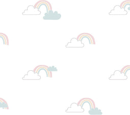Noordwand - Behang - Mondo - baby - Clouds - wit/blauw/roze