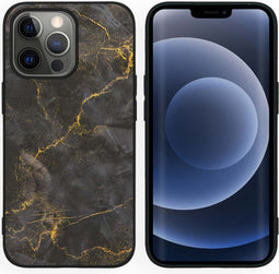 iMoshion Hoesje Geschikt voor iPhone 13 Pro Hoesje Siliconen - iMoshion Design hoesje - Zwart / Black Marble