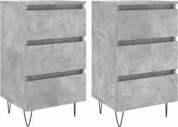 vidaXL - Nachtkastjes - 2 - st - 40x35x69 - cm - bewerkt - hout - betongrijs