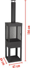 BBQ Collection Houtkachel met Schoorsteen - Tuinhaard 194 x 44 x 47 cm - Terrashaard met Vonkenscherm - Terraskachel met As-Opvangbak en Brandhout Opslag - Houtkachel Tuin - Carbon Staal