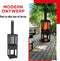 BBQ Collection Houtkachel met Schoorsteen - Tuinhaard 194 x 44 x 47 cm - Terrashaard met Vonkenscherm - Terraskachel met As-Opvangbak en Brandhout Opslag - Houtkachel Tuin - Carbon Staal