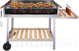 BBQ Collection Houtskool Barbecue - BBQ met Tafel - Buitenkeuken Barbeque in Hoogte Verstelbaar - 98 x 56 x 85 cm