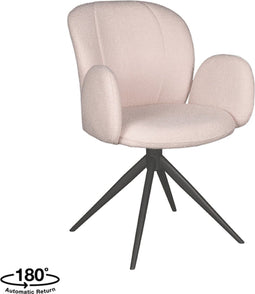 LABEL51 Kimball Eetkamerstoel - Naturel - Stof - Black Frame - Stoel - Normale eetkamerstoel