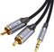 Vention 3.5mm Aux Jack naar 2 RCA Tulp Audio Kabel - Gevlochten draad - 1 m - Zwart