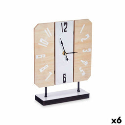 Bordsklocka Wit Metaal Hout MDF 22 x 28 x 7 cm (6 Stuks)