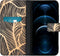 iMoshion Hoesje Geschikt voor iPhone 12 Pro / 12 Hoesje Met Pasjeshouder - iMoshion Design Softcase Bookcase - Goud / Zwart / Golden Leaves