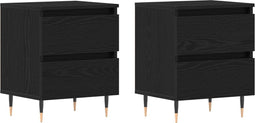 vidaXL - Bedside - Cabinets - 2 - st - Black - Oak - 40x35x50 - cm - Gefabriceerd - Hout
