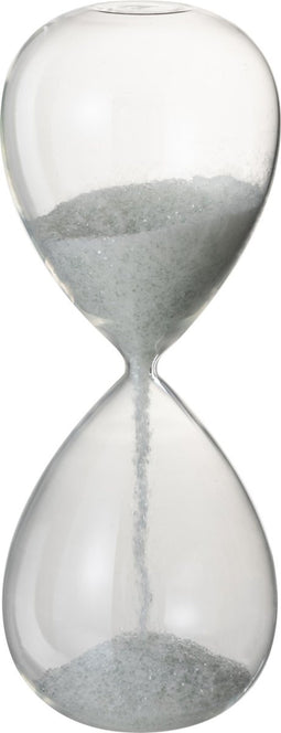 J-Line zandloper Parels - glas - wit - large