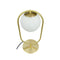 Reims tafellamp - met boog en glazen koepel - messing - wit glas