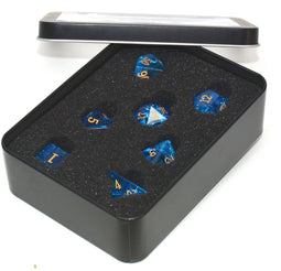 Dobbelstenen Set - Glas Shattered - 7-delige D4 D6 D8 D10 D10-00 D12 D20 - Blauw