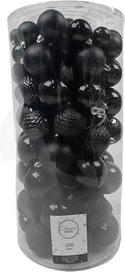 Kerstballen Mix 100 st. - Zwart