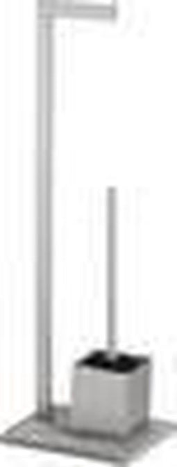 WENKO Granit - Toiletbutler - WC-borstel met houder en toiletrolhouder - Zilver