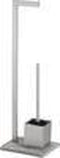 WENKO Granit - Toiletbutler - WC-borstel met houder en toiletrolhouder - Zilver
