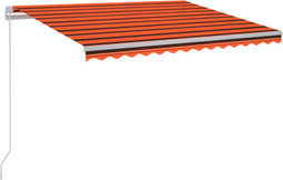vidaXL - Luifel - handmatig - uittrekbaar - met - LED - 300x250 - cm - oranje - en - bruin