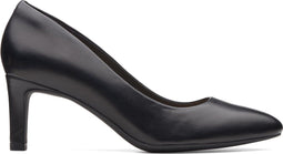 Clarks Calla Rose - Dames Pumps - Hoge hak 6,5 cm - Zwart Leer - Maat 38