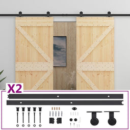 vidaXL - Schuifdeur - met - beslag - 90x210 - cm - massief - grenenhout