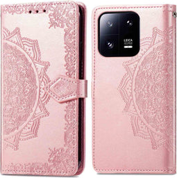 iMoshion Hoesje Geschikt voor Xiaomi 13 Pro Hoesje Met Pasjeshouder - iMoshion Mandala Bookcase - Rosé Goud