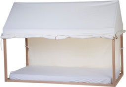 Childhome Bedhuis Cover - Bedtent - Oprolbare zijdes en raampjes - Wit - 210 x 100 x 150 cm