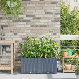 vidaXL - Tuinbakken - met - Water - Irrigatiesysteem - - - 2 - stuks - - - Lichtgrijs