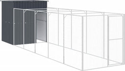 vidaXL - Hondenhok - met - ren - 165x659x181 - cm - gegalvaniseerd - staal - antraciet