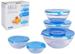 Bowl Adele With lid Stackable 5 Pieces Blue (5 Units)