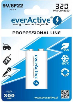 Everactive EVHRL22-320 - Ni-MH 9V 320 mAh - LSD technologie - Wit