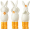 J-Line decoratie Konijn Horen/Zien/Zwijgen - porselein - oranje/wit - 3 stuks - paasdecoratie