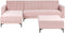 ABERDEEN - Slaapbank met ottomaan - Pastelroze - Rechts - Fluweel